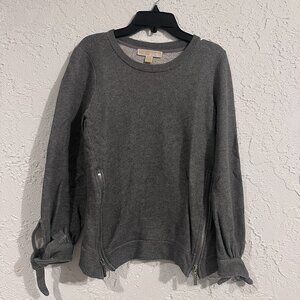 Michael Michael Kors Gray Metallic Zip Sweatshirt Size S